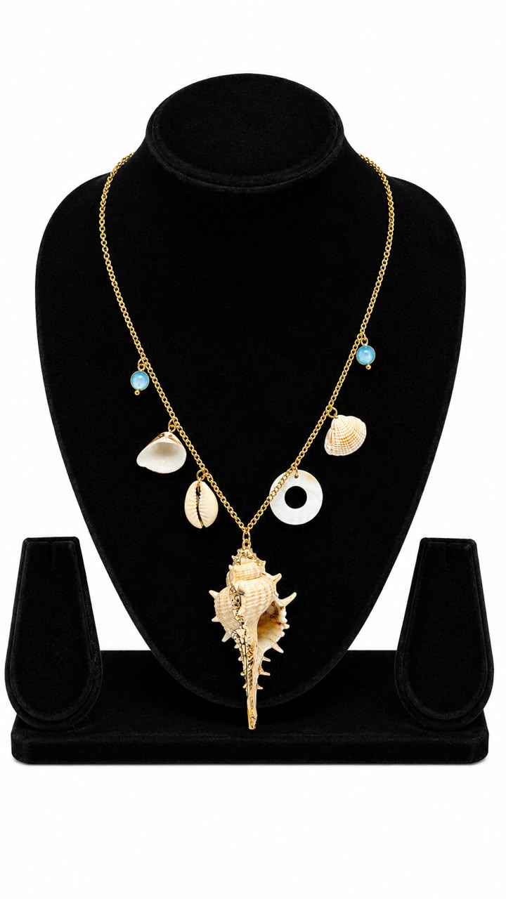 Gold-Toned Spiral Shell Charm Necklace