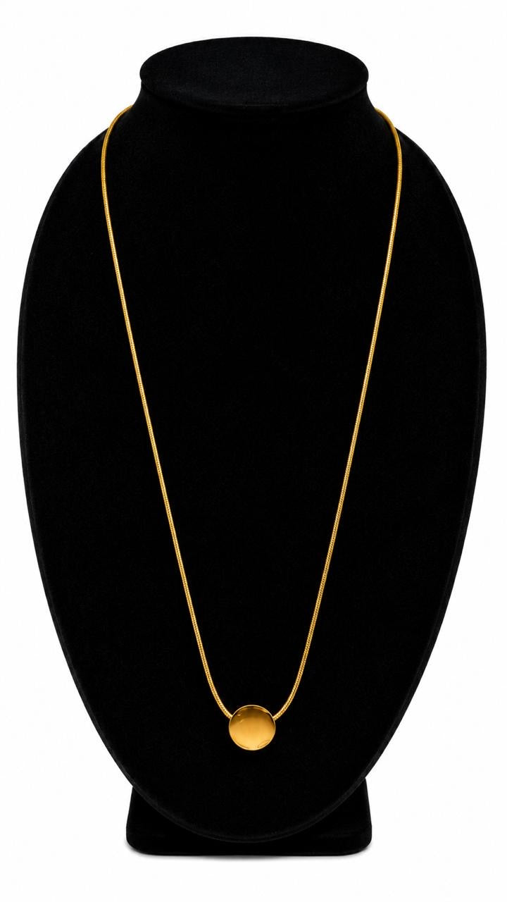 Gold-Toned Round Disc Pendant Necklace