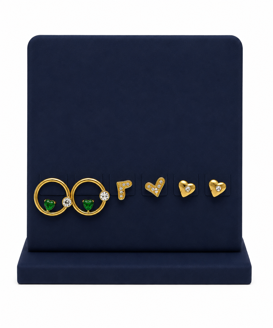 Gold-Toned Heart & Circle Stud Earrings Combo Set