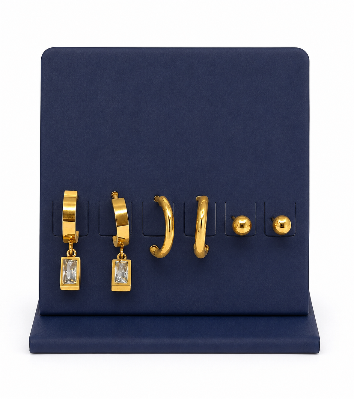 Gold-Toned Hoop & Ball Stud Earrings Combo Set