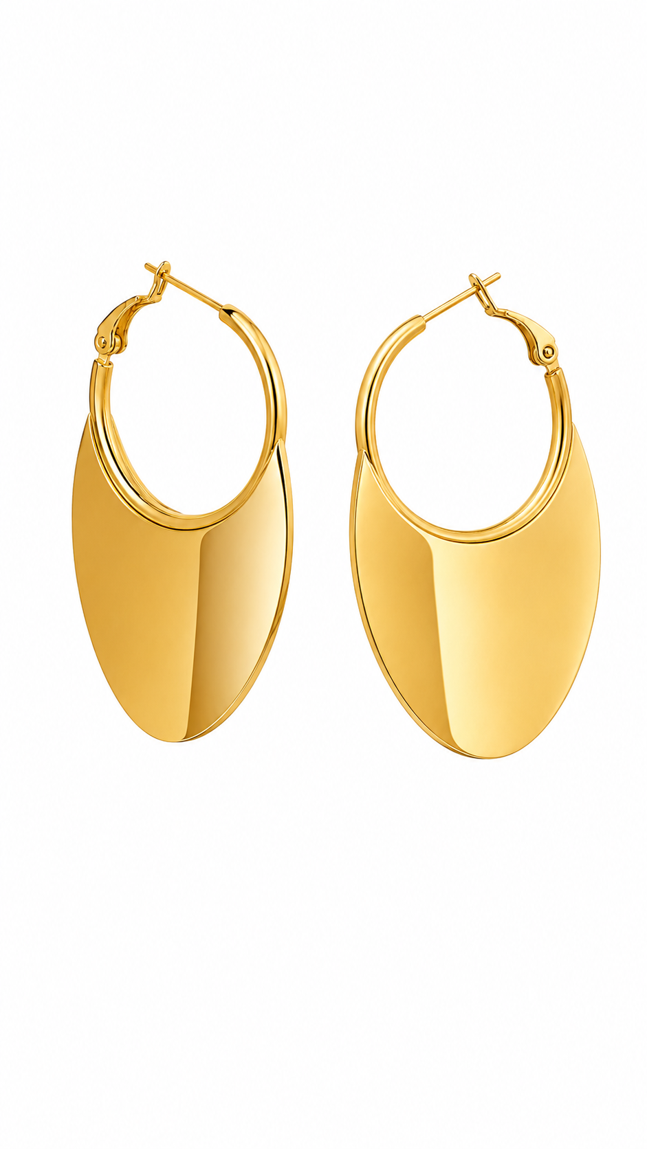 Gold-Toned Sculptural Teardrop Hoop Earrings