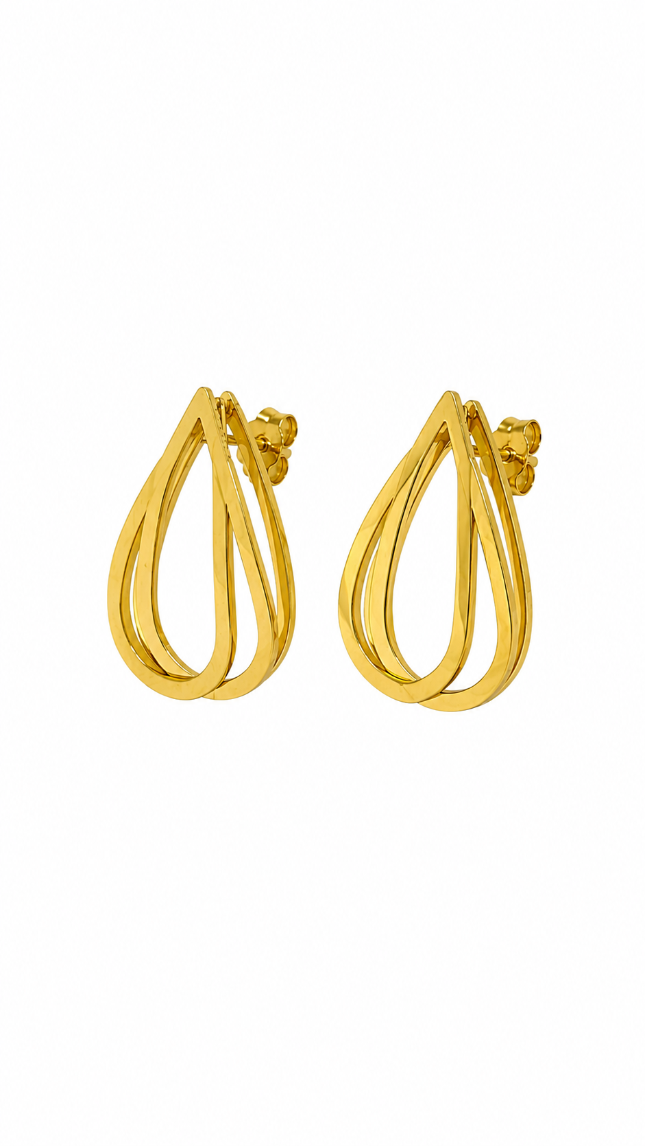 Gold-Toned Double Teardrop Earrings, 2-Way Wear