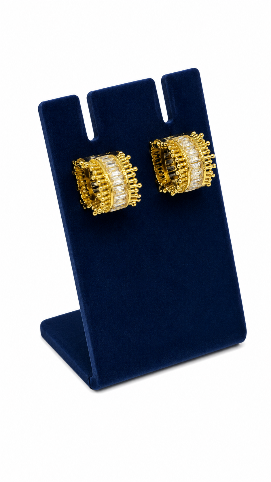 Baguette Crystal Fringe Hoop Earrings, Gold-Toned