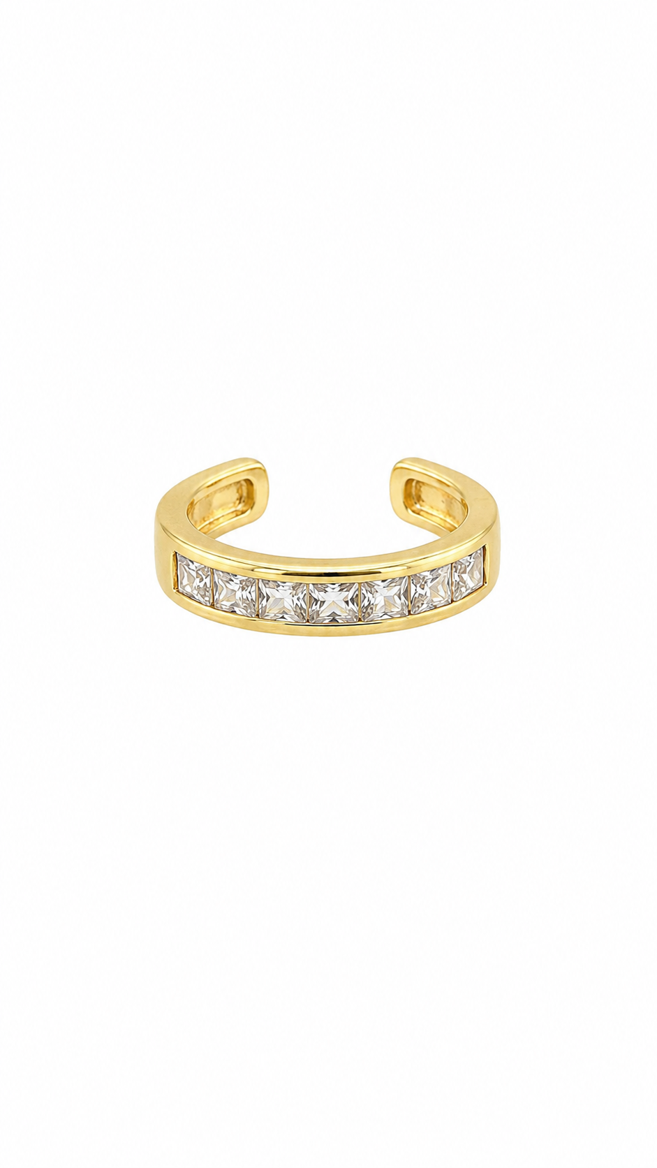 Square Crystal Band Ear Cuff, Gold-Toned