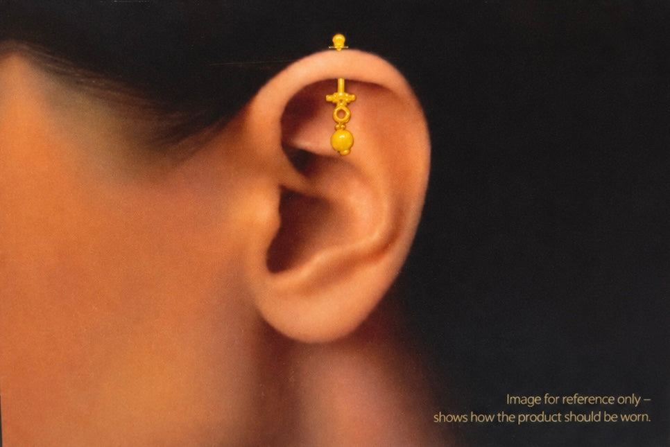 Gold-Toned Heart & Flower Charm Helix Earrings