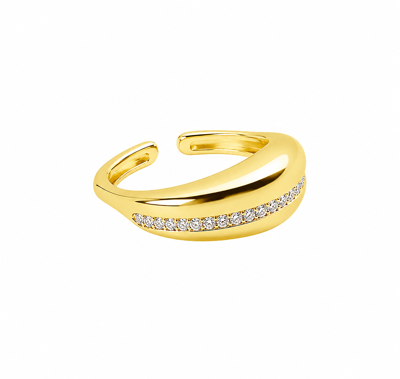 Gold-Toned Chunky Pavé Open Ring
