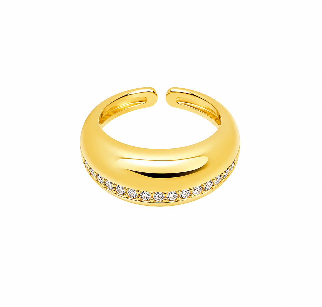 Gold-Toned Chunky Pavé Open Ring