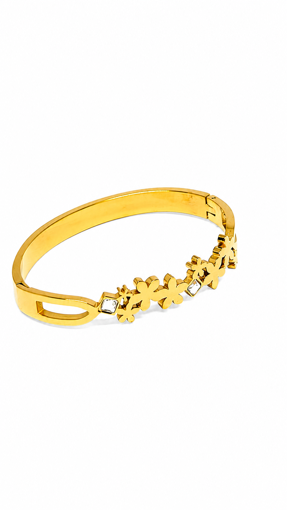 Gold-Toned Floral Cut-Out Bangle Bracelet