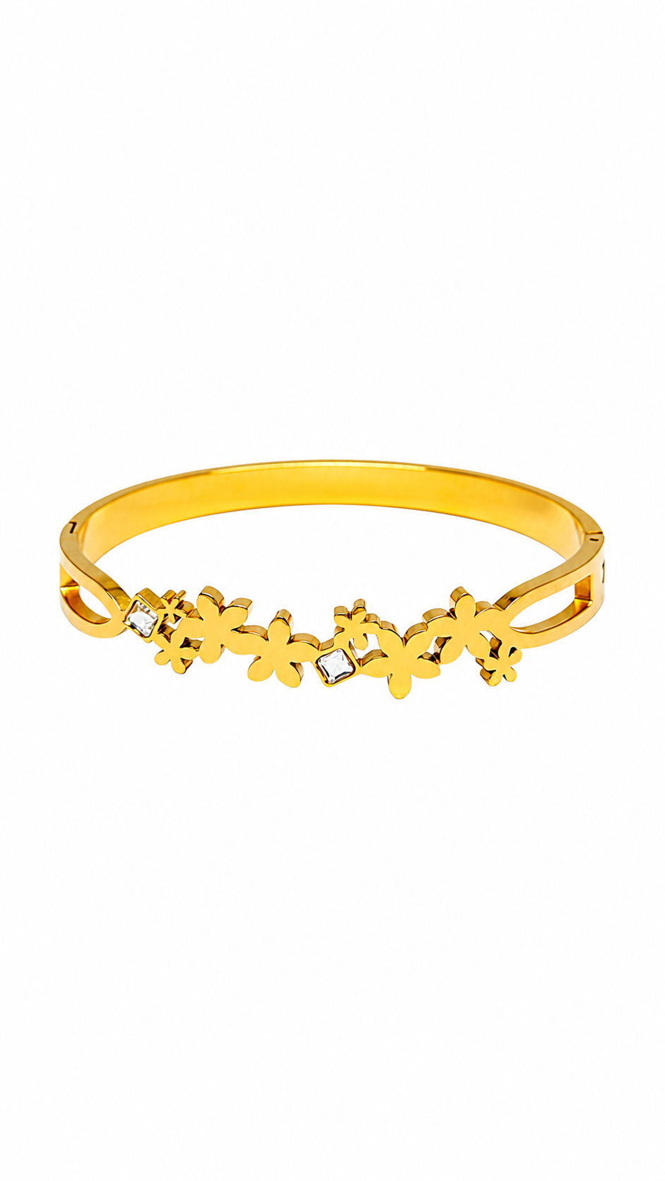 Gold-Toned Floral Cut-Out Bangle Bracelet