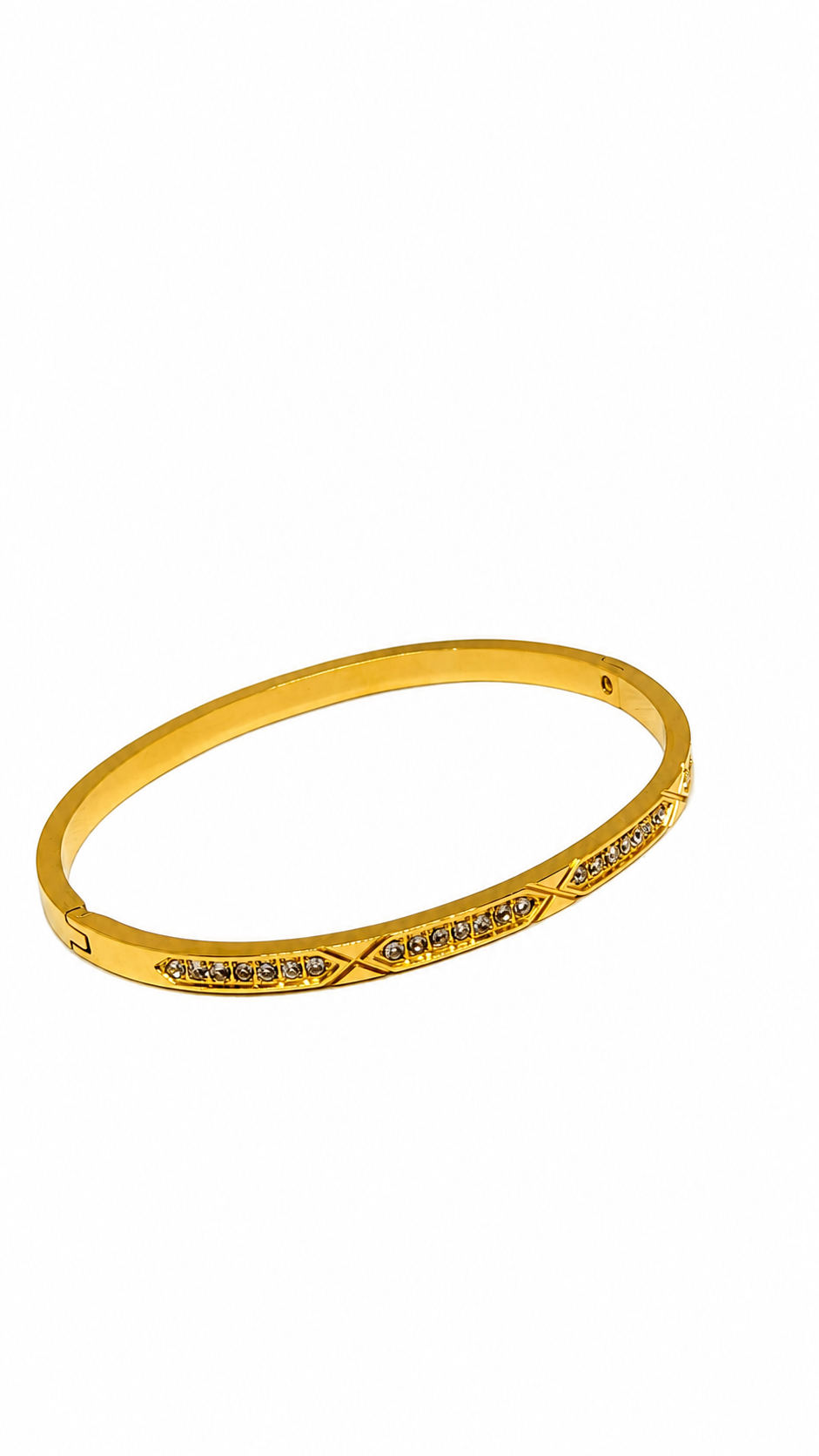 Gold-Toned Faceted Pave Bangle Bracelet