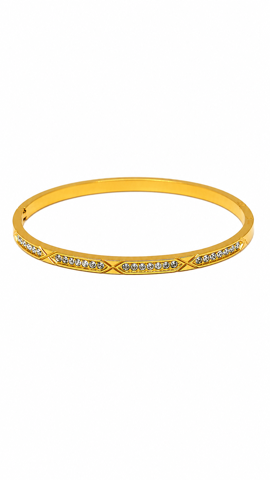 Gold-Toned Faceted Pave Bangle Bracelet