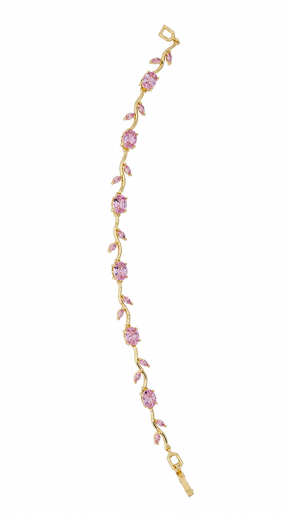 Gold-Toned Pink Stone Tulip Bracelet