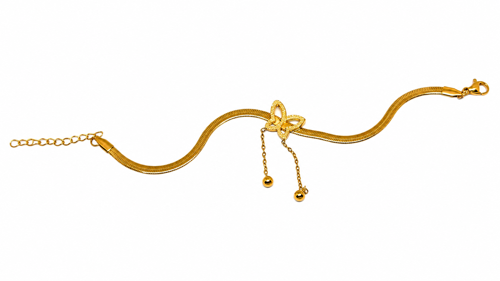 Gold-Toned Layered Butterfly Snake Chain Bracelet