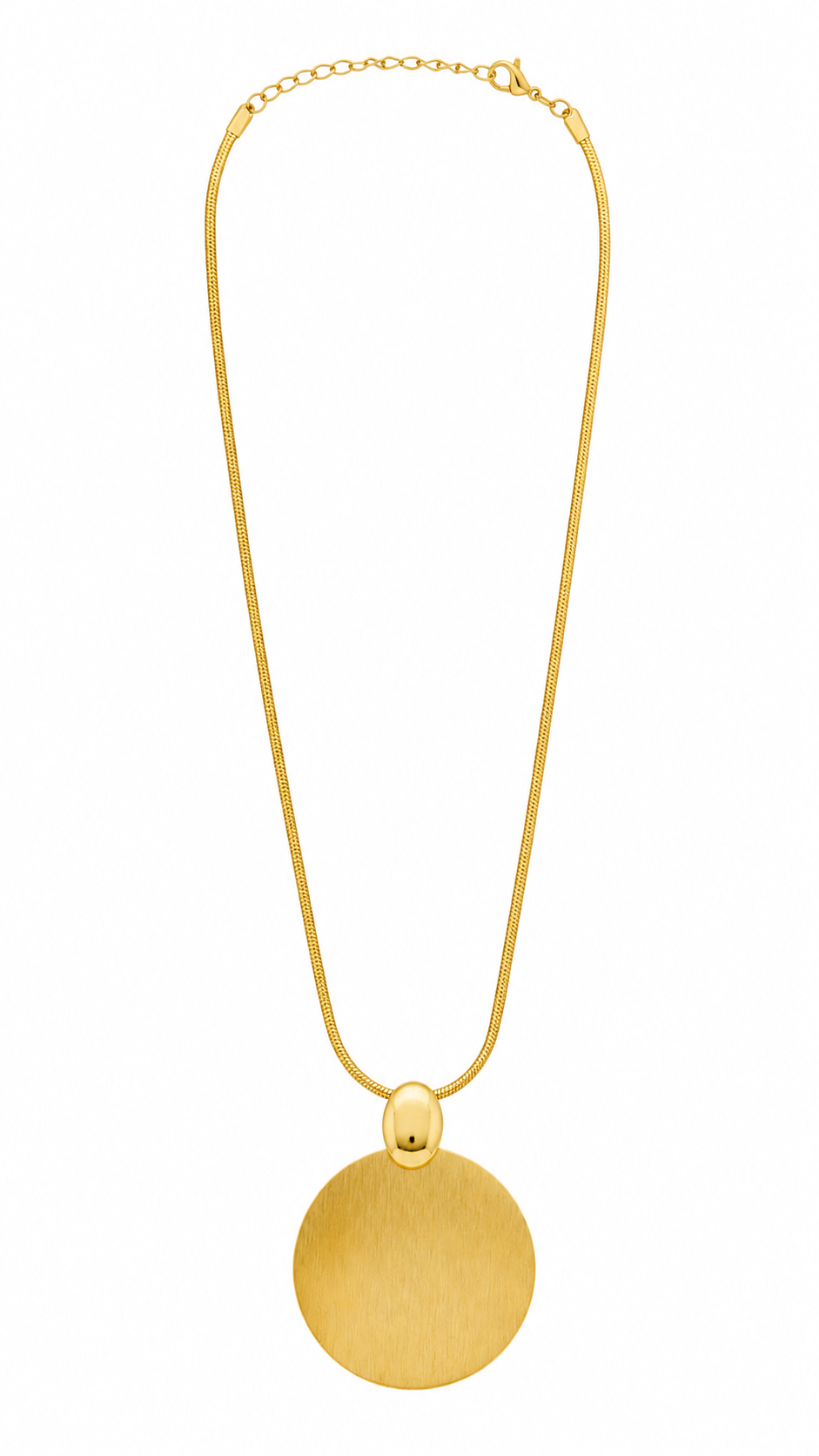 Gold-Toned Brushed Coin Pendant Necklace