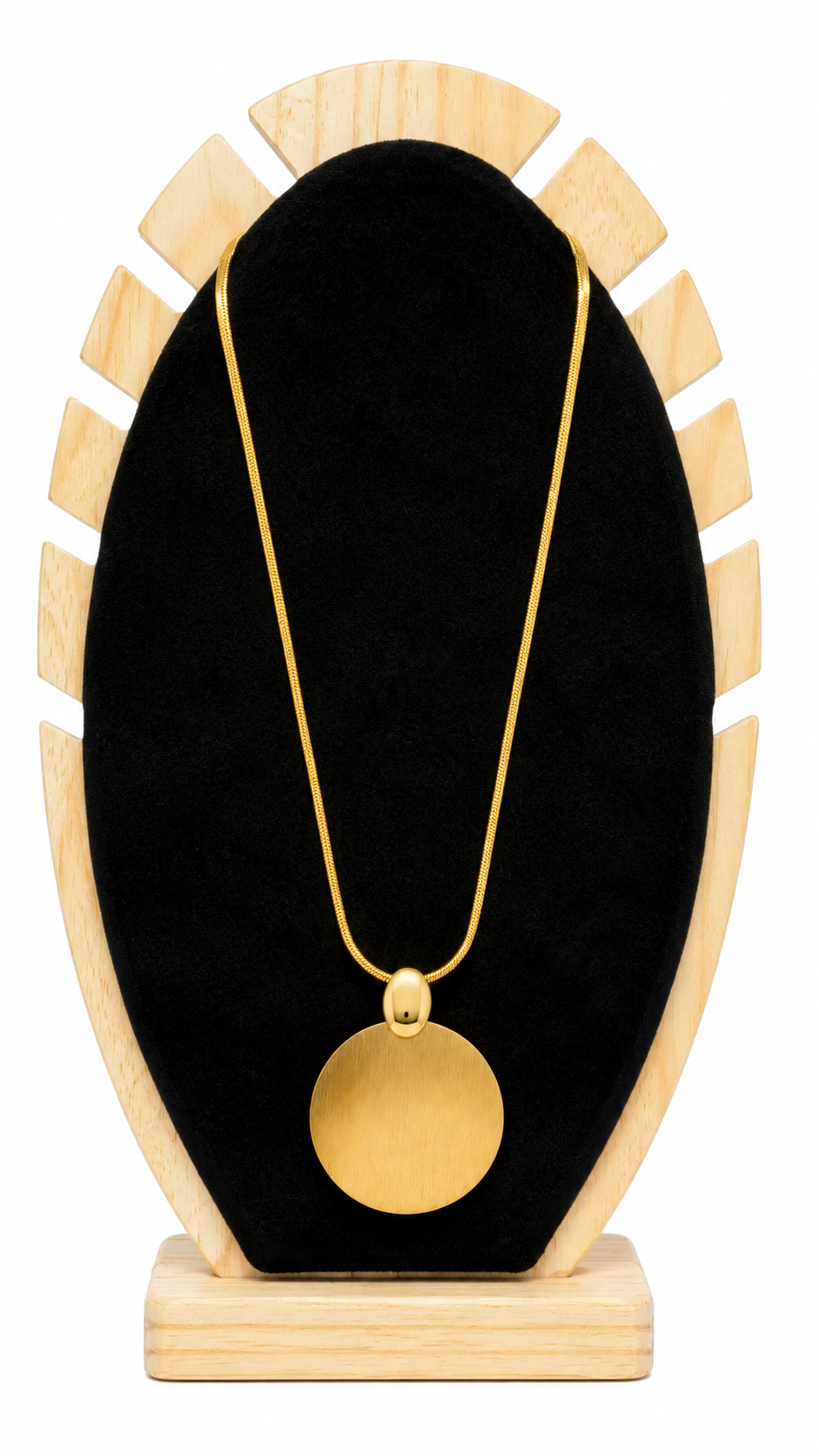 Gold-Toned Brushed Coin Pendant Necklace
