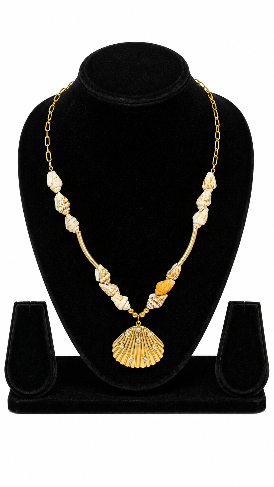 Gold-Toned Seashell Scallop Pendant Necklace