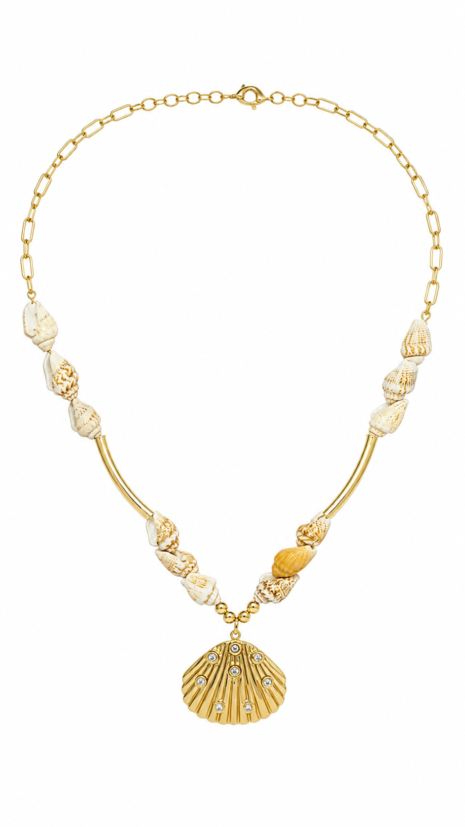 Gold-Toned Seashell Scallop Pendant Necklace