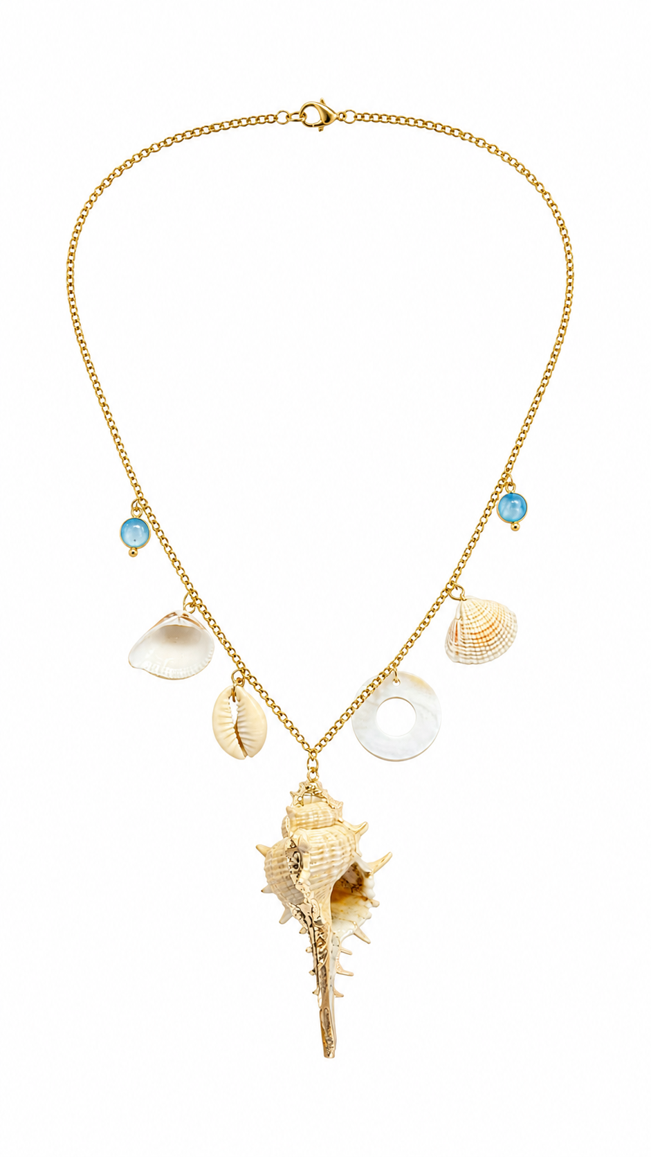 Gold-Toned Spiral Shell Charm Necklace