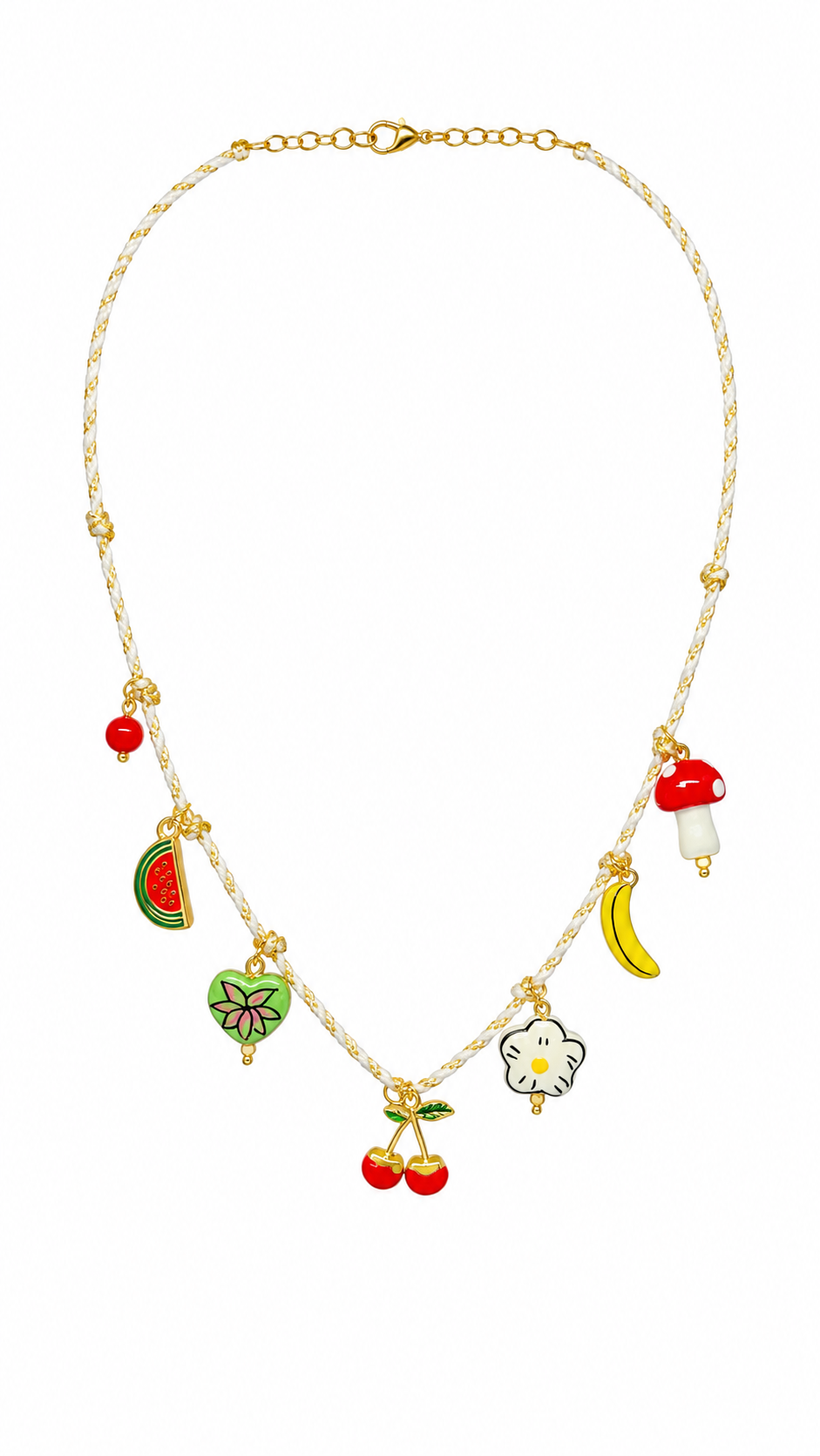 Gold-Toned Fruity Enamel Charm Necklace