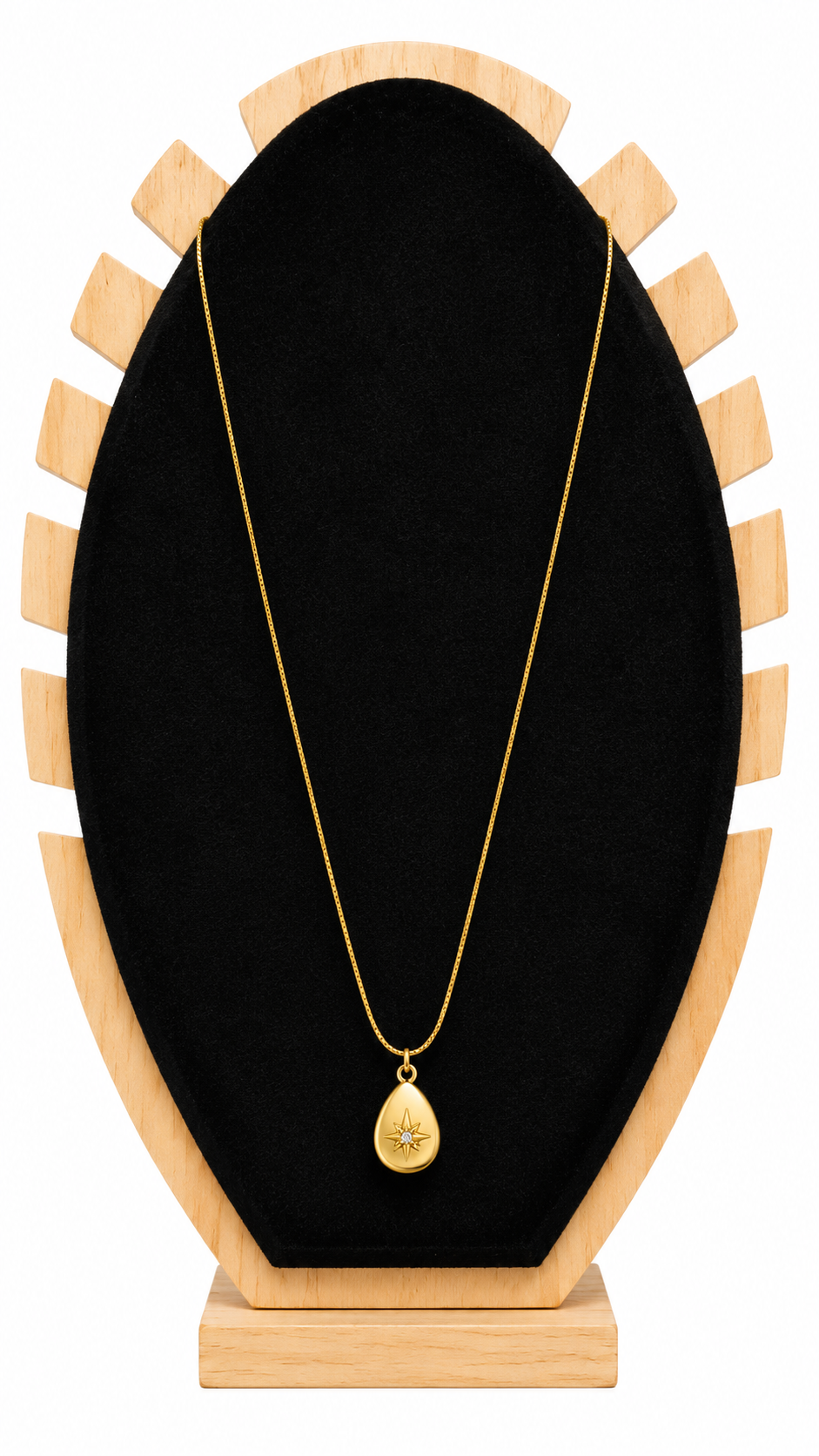 Gold-Toned Star Teardrop Locket Necklace