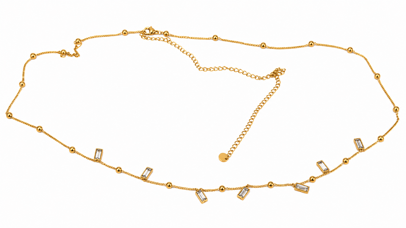 Gold-Toned Baguette Stone Charm Waist Chain