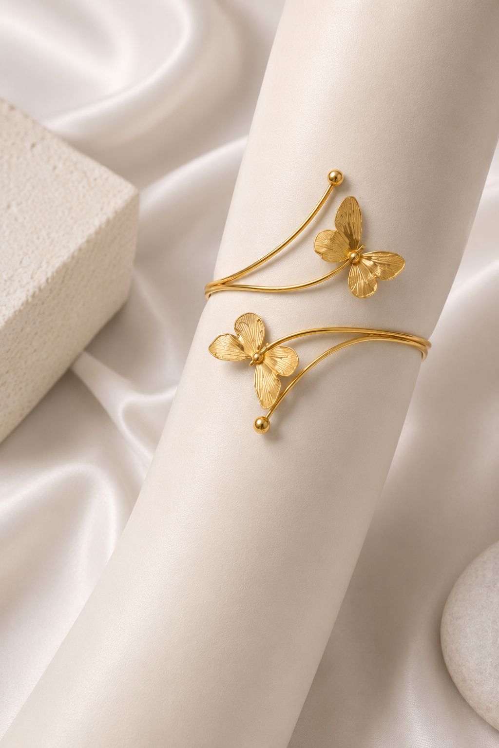 Gold-Toned Butterfly Open Arm Cuff